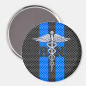 Registriert Nurse RN Caduceus Carbon Fibre Streife Magnet (Vorderseite/Rückseite)