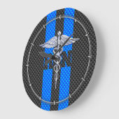Registriert Nurse RN Caduceus Carbon Fibre Style Große Wanduhr (Winkel)