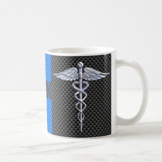 Registriert Nurse RN Caduceus Carbon Fibre Style Kaffeetasse (Rechts)