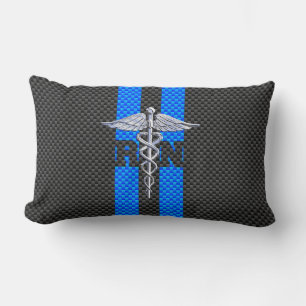 Registriert Nurse RN Caduceus Carbon Fibre Style Lendenkissen