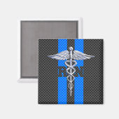 Registriert Nurse RN Caduceus Carbon Fibre Style Magnet (Vorderseite/Rückseite)