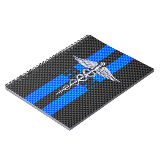 Registriert Nurse RN Caduceus Carbon Fibre Style Notizblock (Linke Seite)