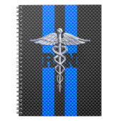 Registriert Nurse RN Caduceus Carbon Fibre Style Notizblock (Vorderseite)