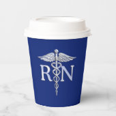 Registriert Nurse RN Caduceus Design Pappbecher (Vorderseite)