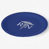 Registriert Nurse RN Caduceus Design Pappteller (Schrägansicht)