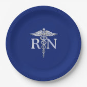 Registriert Nurse RN Caduceus Design Pappteller (Vorderseite)
