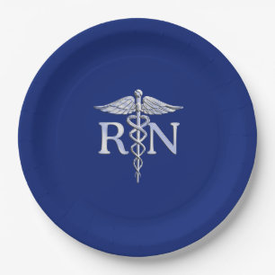 Registriert Nurse RN Caduceus Design Pappteller