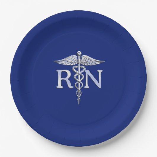 Registriert Nurse RN Caduceus Design Pappteller (Vorderseite)