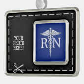 Registriert Nurse RN Caduceus Design Rahmen-Ornament Silber (Links)