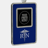 Registriert Nurse RN Caduceus Design Rahmen-Ornament Silber (Rechts)