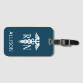 Registriert Nurse RN Caduceus Medical Navy Blue Gepäckanhänger (Vorderseite (Horizontal))