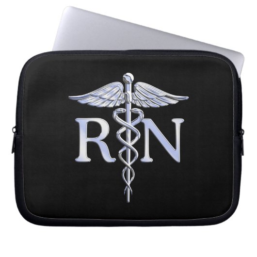 Registriert Nurse RN Caduceus Snakes Laptopschutzhülle (Vorderseite)