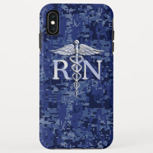 Registriert Nurse RN Silber Caduceus Navy Blue Cam iPhone XS Max Hülle