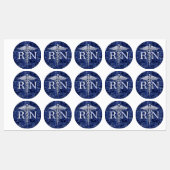 Registriert Nurse RN Silber Caduceus Navy Blue Cam Etiketten (Blatt)
