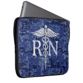 Registriert Nurse RN Silber Caduceus Navy Blue Cam Laptopschutzhülle (Vorne Rechts)