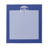 Registriert Nurse RN Silver Caduceus auf Navy Blue Notizblock (Vorderseite)