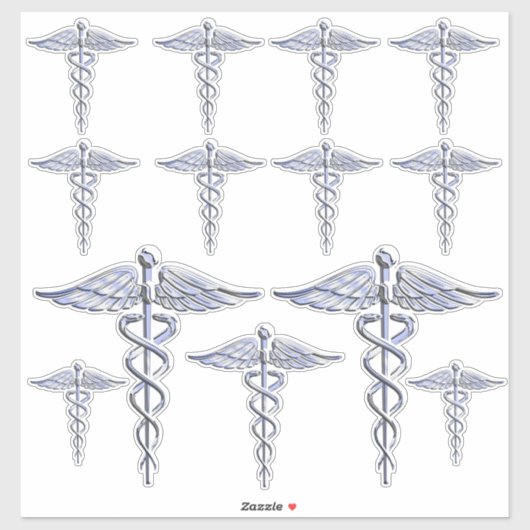 Registriert Nurse RN Silver Caduceus Aufkleber (Blatt)