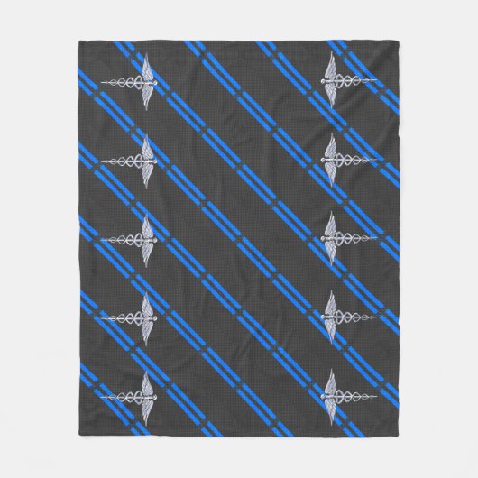 Registriert Nurse RN Silver Caduceus Fleecedecke (Vorderseite)