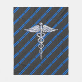 Registriert Nurse RN Silver Caduceus Fleecedecke (Vorderseite)