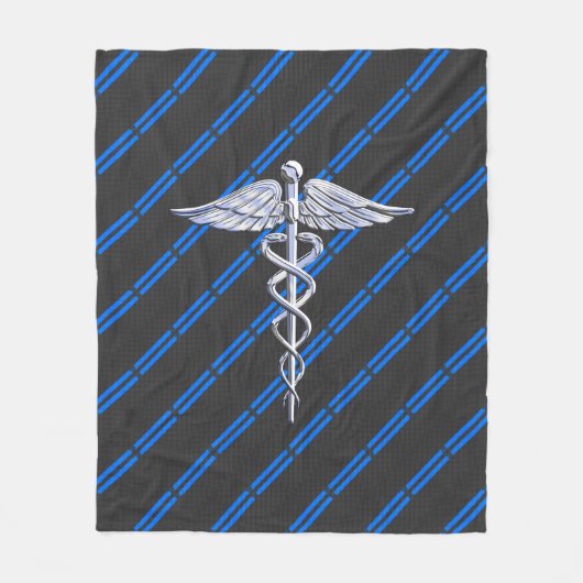 Registriert Nurse RN Silver Caduceus Fleecedecke (Vorderseite)