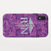 Registriert Nurse RN Silver Caduceus Fuchsia Camou Case-Mate iPhone Hülle (Rückseite (Horizontal))