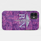 Registriert Nurse RN Silver Caduceus Fuchsia Camou Case-Mate iPhone Hülle (Rückseite (Horizontal))