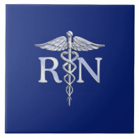 Registriert Nurse RN Silver Caduceus Navy Blue Dek