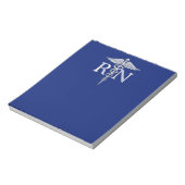 Registriert Nurse RN Silver Caduceus Navy Blue Dek Notizblock (Rotiert)