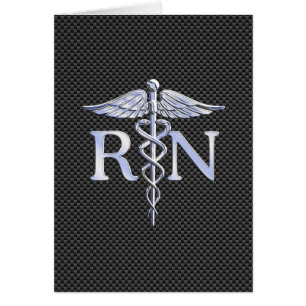 Registriert Nurse RN Silver Caduceus Snakes