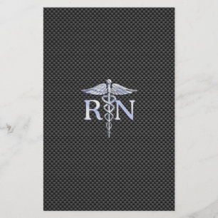 Registriert Nurse RN Silver Caduceus Snakes Briefpapier
