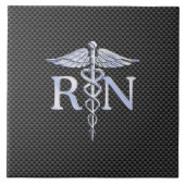Registriert Nurse RN Silver Caduceus Snakes Fliese (Vorderseite)