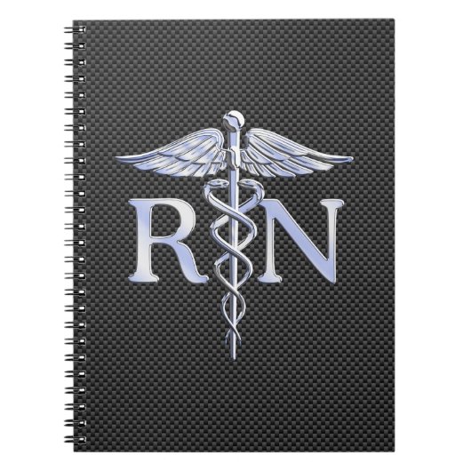 Registriert Nurse RN Silver Caduceus Snakes Notizblock (Vorderseite)