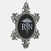 Registriert Nurse RN Silver Caduceus Snakes Schneeflocken Zinn-Ornament (Links)