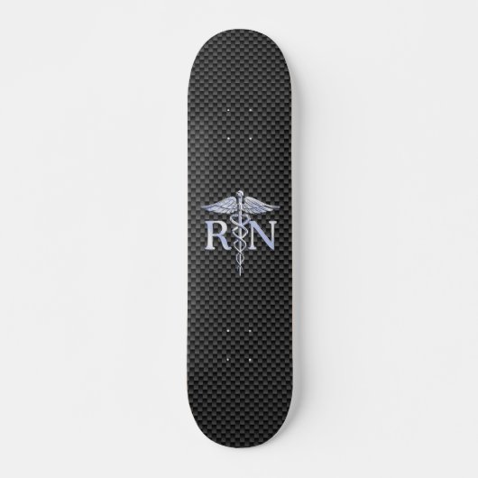 Registriert Nurse RN Silver Caduceus Snakes Skateboard (Vorne)