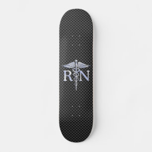 Registriert Nurse RN Silver Caduceus Snakes Skateboard