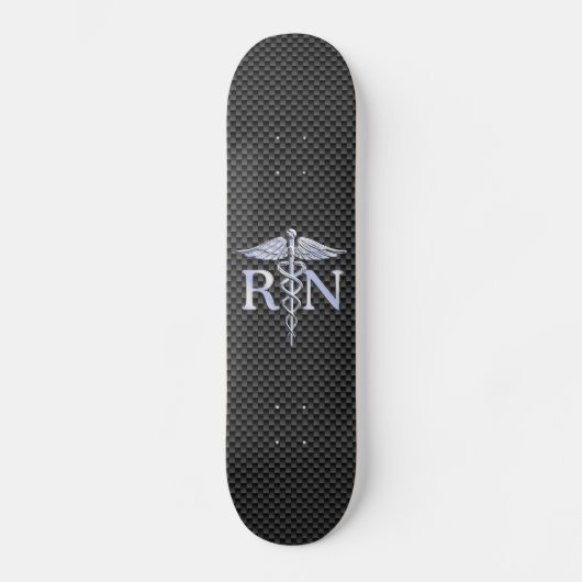 Registriert Nurse RN Silver Caduceus Snakes Skateboard (Vorderseite)
