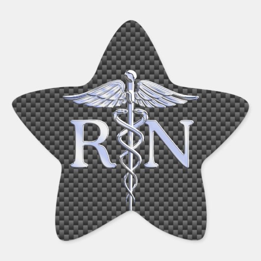 Registriert Nurse RN Silver Caduceus Snakes Stern-Aufkleber (Vorderseite)