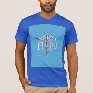 Registriert Nurse RN Silver wie Caduceus Baby Blue T-Shirt