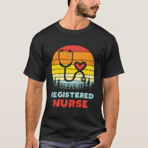 Registriert Nurse Stethoscope Heart Retro Rn Nursi T-Shirt