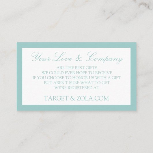 Registrierte Karten für Hochzeiten - helltürkis (Rückseite)