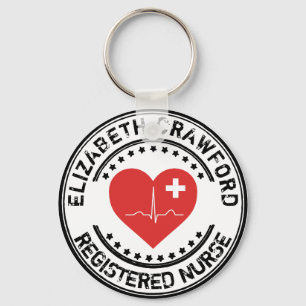 Registrierte Krankenschwester-Briefmarken-Herz ECG Schlüsselanhänger