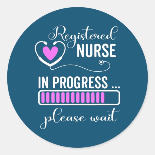 Registrierte Krankenschwester im Gange Bitte warte Runder Aufkleber (Vorderseite)