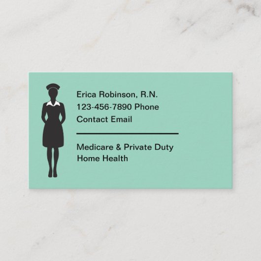 Registrierte Krankenschwester leicht zu lesen Visi Visitenkarte (Vorderseite)
