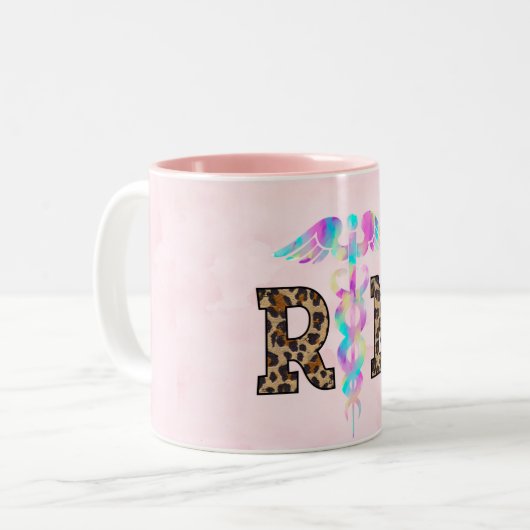 Registrierte Krankenschwester Leopard Print Zweifarbige Tasse (Vorderseite Links)
