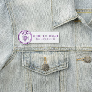 Registrierte Krankenschwester - Lila Logo Namensschild