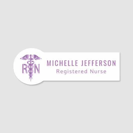 Registrierte Krankenschwester - Logo - Lila Namensschild (Vorderseite)