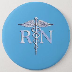 Registrierte Krankenschwester RN Caduceus auf Baby Button