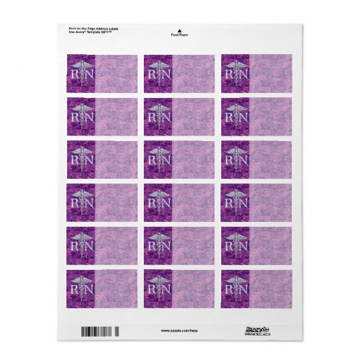 Registrierte Krankenschwester RN Caduceus auf rosa Adressaufkleber (Vorne)