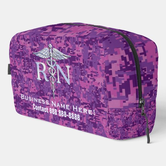 Registrierte Krankenschwester RN Caduceus mit Text Waschbeutel (Rechte Ecke)