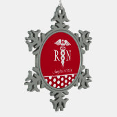 Registrierte Krankenschwester RN medizinischer Schneeflocken Zinn-Ornament (Links)